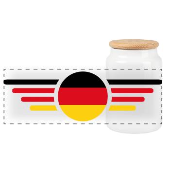 Germany Fan T Shirt Outfit Design - Panoramic Cookie Jar with Wooden Lid - white - Front