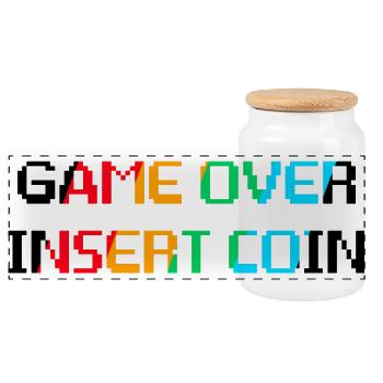 Game Over Insérer une pièce - Boîte à biscuits avec couvercle en bois - blanc - Devant