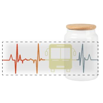 Bus Heart Rate - Panoramic Cookie Jar with Wooden Lid - white - Front