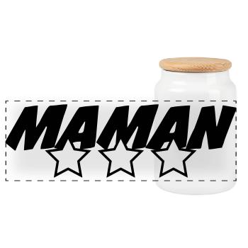 Maman d'Amour - Muttertag - Panorama Keksdose mit Holzdeckel - Weiß - Vorne