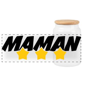 Maman d'Amour - Mother's Day - Panoramic Cookie Jar with Wooden Lid - white - Front