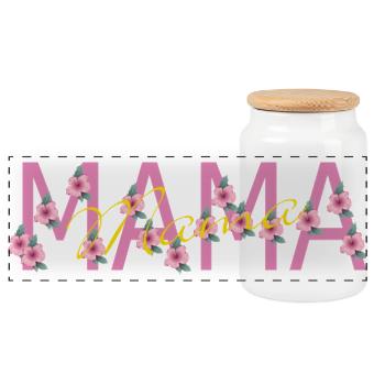 fleurs roses pour maman - Boîte à biscuits avec couvercle en bois - blanc - Devant