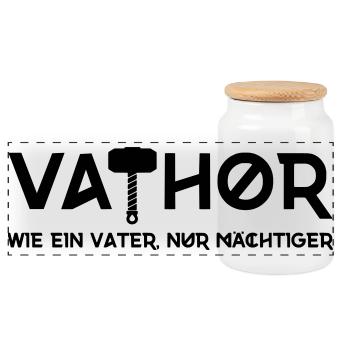 Vathor - Like a father, only more powerful - Panoramic Cookie Jar with Wooden Lid - white - Front