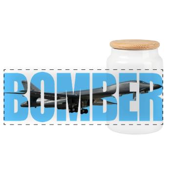Bomber B-1B Lancer - Panoramic Cookie Jar with Wooden Lid - white - Front
