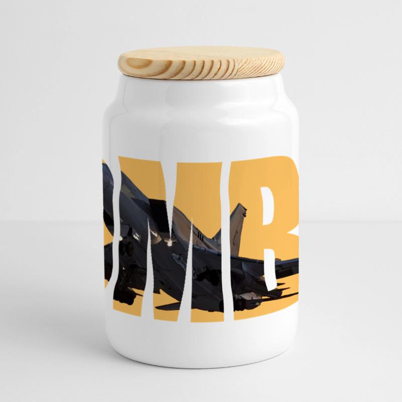 Bomber Tu-22 M3 Panoramic Cookie Jar with Wooden Lid