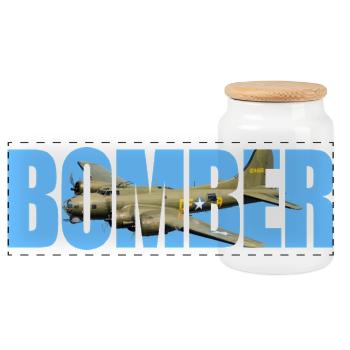 Bomber B-17 Flying Fortress - Panoramic Cookie Jar with Wooden Lid - white - Front
