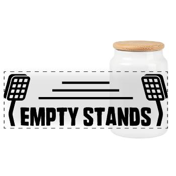 Empty Stands Logo - Panorama Keksdose mit Holzdeckel - Weiß - Vorne