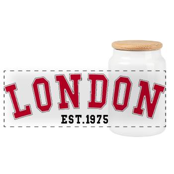 LONDON_EST_1975 - Panorama Keksdose mit Holzdeckel - Weiß - Vorne