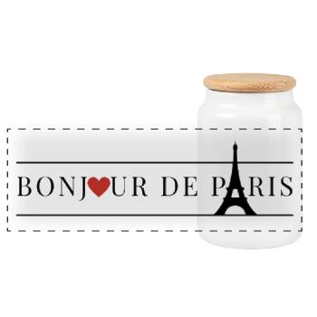 Paris Frankreich Eiffelturm - Panorama Keksdose mit Holzdeckel - Weiß - Vorne