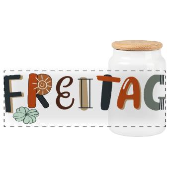 Friday Weekday - Panoramic Cookie Jar with Wooden Lid - white - Front