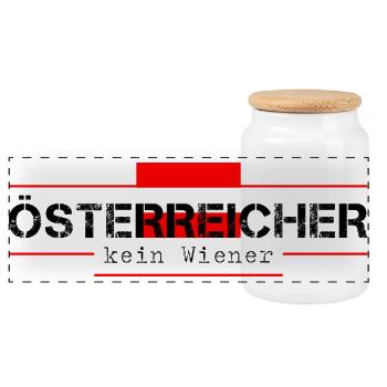 Österreicher kein Wiener Österreich Wien  - Panorama Keksdose mit Holzdeckel - Weiß - Vorne