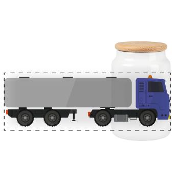 Camion-citerne - Boîte à biscuits avec couvercle en bois - blanc - Devant