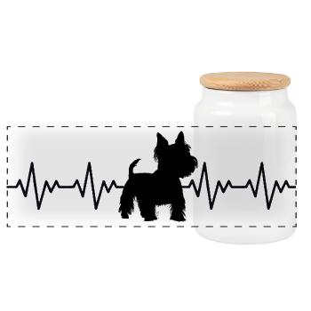Battement de cœur dans l’ECG Westie West Highland Terrier - Boîte à biscuits avec couvercle en bois - blanc - Devant