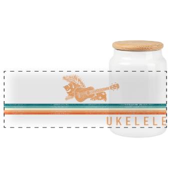 Hawaiian Ukulele Uke Retro Vintage - Panorama Keksdose mit Holzdeckel - Weiß - Vorne