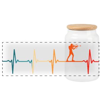 Biathlon heartbeat biathlete ski - Panoramic Cookie Jar with Wooden Lid - white - Front
