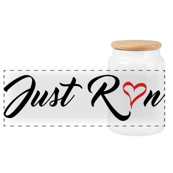 Just Run - Panoramic Cookie Jar with Wooden Lid - white - Front