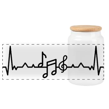 Clé de musicien Heartbeat Music - Boîte à biscuits avec couvercle en bois - blanc - Devant