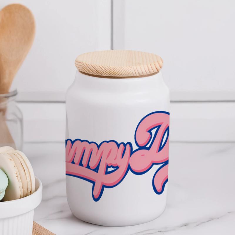 Grumpy Daddy Retro Script - Farbe "Bubble Gum" Panorama Keksdose mit Holzdeckel