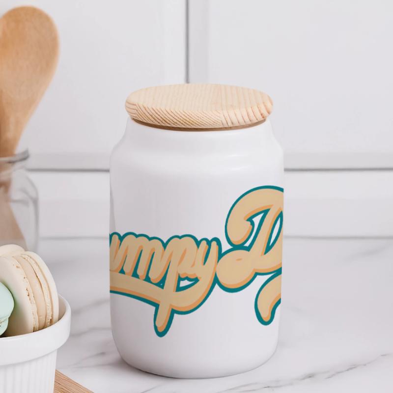 Script rétro de Grumpy Daddy - Couleur « Groovy Baby » Boîte à biscuits avec couvercle en bois