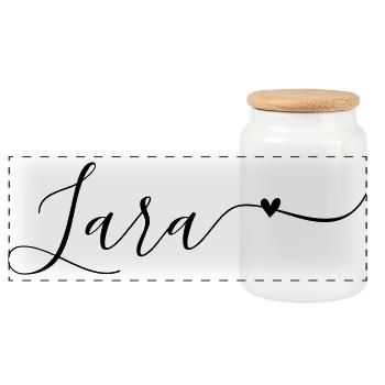 Lara Name First Name Decorative - Panoramic Cookie Jar with Wooden Lid - white - Front