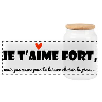 JE T'AIME. MESSAGE. CITATIONS. HUMOUR. AMOUR - Boîte à biscuits avec couvercle en bois - blanc - Devant