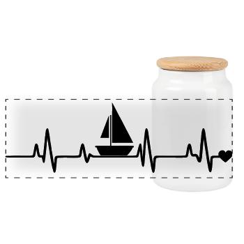 Voilier - Boîte à biscuits avec couvercle en bois - blanc - Devant