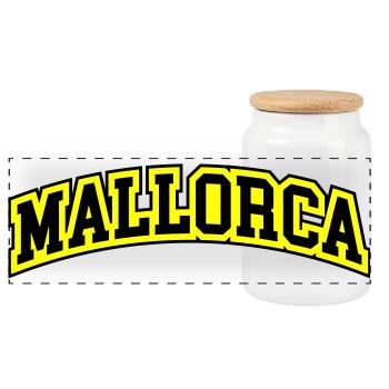 Mallorca lettering - Panoramic Cookie Jar with Wooden Lid - white - Front