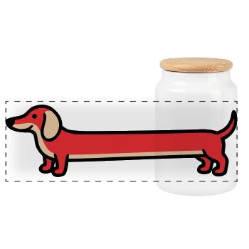Dachshund Dachshund Dog Flat Design - Panoramic Cookie Jar with Wooden Lid - white - Front