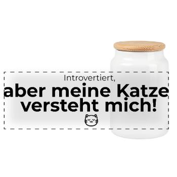 Introvertiert, aber meine Katze versteht mich!  - Panorama Keksdose mit Holzdeckel - Weiß - Vorne