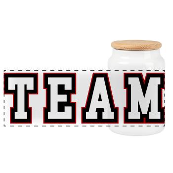 Team lettering - Panoramic Cookie Jar with Wooden Lid - white - Front