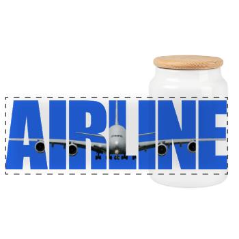 Airline A-380 - Panorama Keksdose mit Holzdeckel - Weiß - Vorne