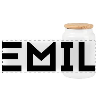 First name Emil - Panoramic Cookie Jar with Wooden Lid - white - Front