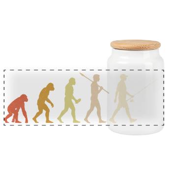 Fishing Evolution : Cadeau drôle du pêcheur - Boîte à biscuits avec couvercle en bois - blanc - Devant