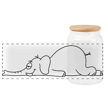 Drôle - Boîte à biscuits avec couvercle en bois - blanc - Devant