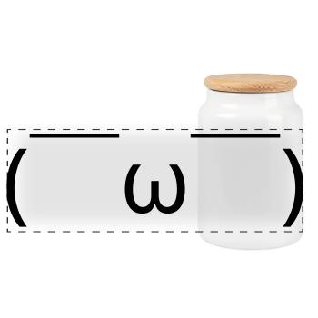 Satisfied emote ( ̄ω ̄) relaxed grin - Panoramic Cookie Jar with Wooden Lid - white - Front