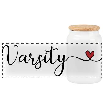 Varsity Heart Design - Panorama Keksdose mit Holzdeckel - Weiß - Vorne