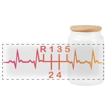 5-Gang-Schaltgetriebe Sunset Heartbeat - Panorama Keksdose mit Holzdeckel - Weiß - Vorne