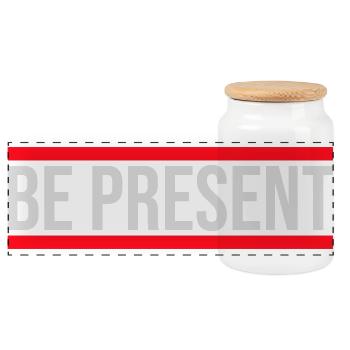 Be present at the moment here and now Quote Text - Panoramic Cookie Jar with Wooden Lid - white - Front