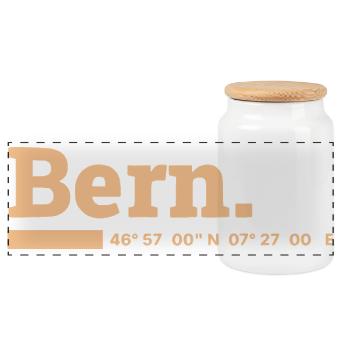 Bern Koordinaten - Panorama Keksdose mit Holzdeckel - Weiß - Vorne
