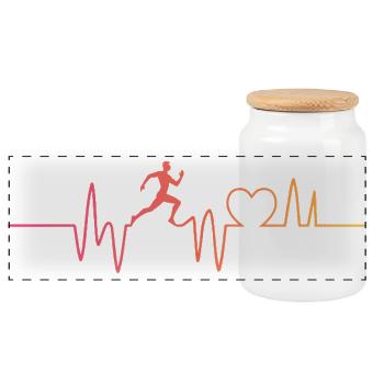 Laufen Joggen Herzschlag running - Panorama Keksdose mit Holzdeckel - Weiß - Vorne