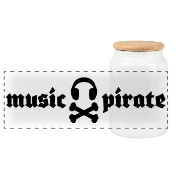 musique pirate - pirate de musique - Boîte à biscuits avec couvercle en bois - blanc - Devant