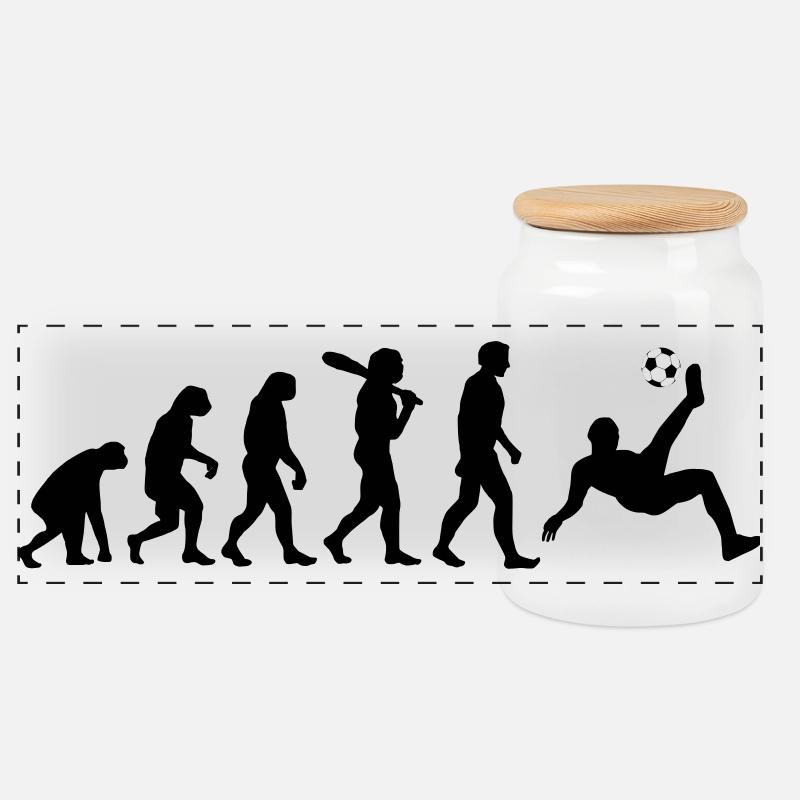 Evolution Fussball - Panorama Keksdose mit Holzdeckel - Weiß
