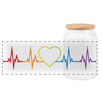 Herzschlag Herz Regenbogen LGBT CSD Liebe bunt - Panorama Keksdose mit Holzdeckel - Weiß - Vorne