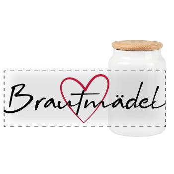 Bridesmaid Heart Hen Party - Panoramic Cookie Jar with Wooden Lid - white - Front