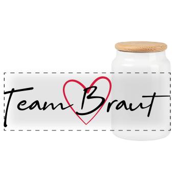 Équipe mariée coeur enterrement de vie de garçon - Boîte à biscuits avec couvercle en bois - blanc - Devant