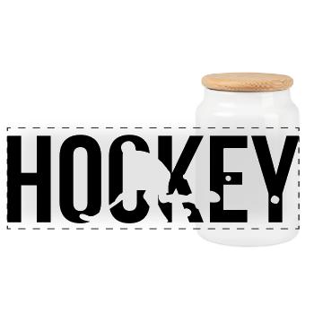 hockey - Boîte à biscuits avec couvercle en bois - blanc - Devant