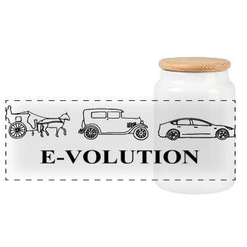 E-Volution Auto Evolution - Panorama Keksdose mit Holzdeckel - Weiß - Vorne