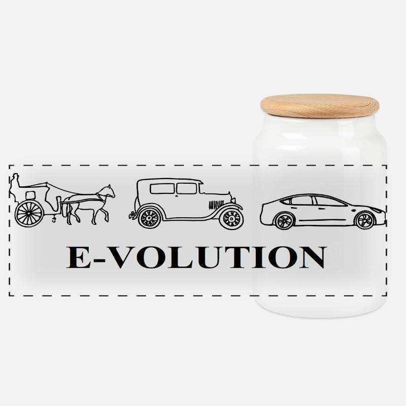 E-Volution Auto Evolution - Panorama Keksdose mit Holzdeckel - Weiß