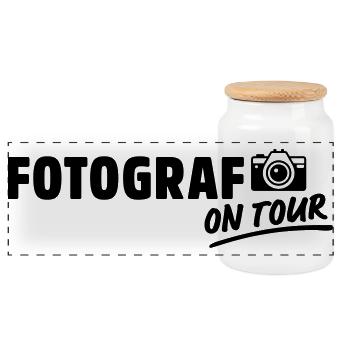 fotograf on tour - Panorama Keksdose mit Holzdeckel - Weiß - Vorne