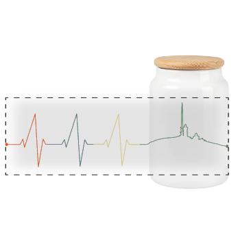 Battement de coeur morceau résine montagnes impulsion vintage rétro - Boîte à biscuits avec couvercle en bois - blanc - Devant